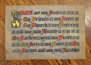 [Illuminated on Vellum | Robert Wilson Hyde] "What are my books..."