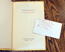 Load image into Gallery viewer, [White Knight Press | Limited to 6 Copies] Four Sonnets
