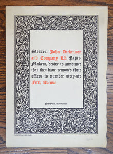 [Merrymount Press] Broadside with Arts & Crafts Border by J.E. Hill (1894)