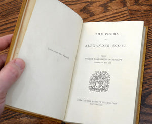 [Printed on Vellum | Bound by Ramage] Poems of Alexander Scott