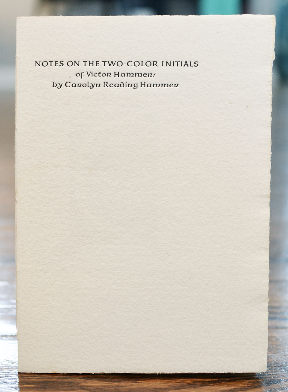 [Stamperia del Santuccio] Notes on the Two-Color Initials of Victor Hammer