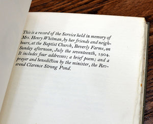 [Merrymount Press | Henry Cabot Lodge's Copy] Sarah Whitman