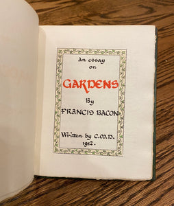 [Calligraphic Printing] Bacon, Francis. An Essay on Gardens.