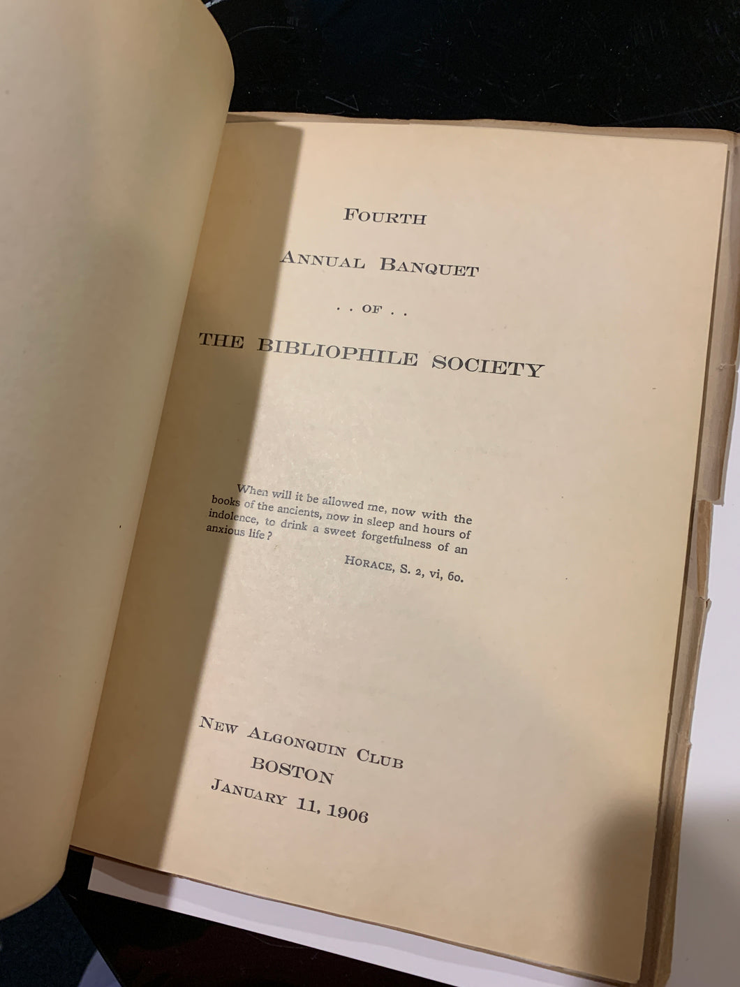 [Association/Presentation Copy] Fourth Annual Banquet of the Bibliophile Society