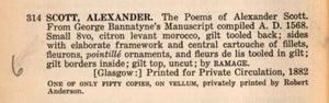 [Printed on Vellum | Bound by Ramage] Poems of Alexander Scott